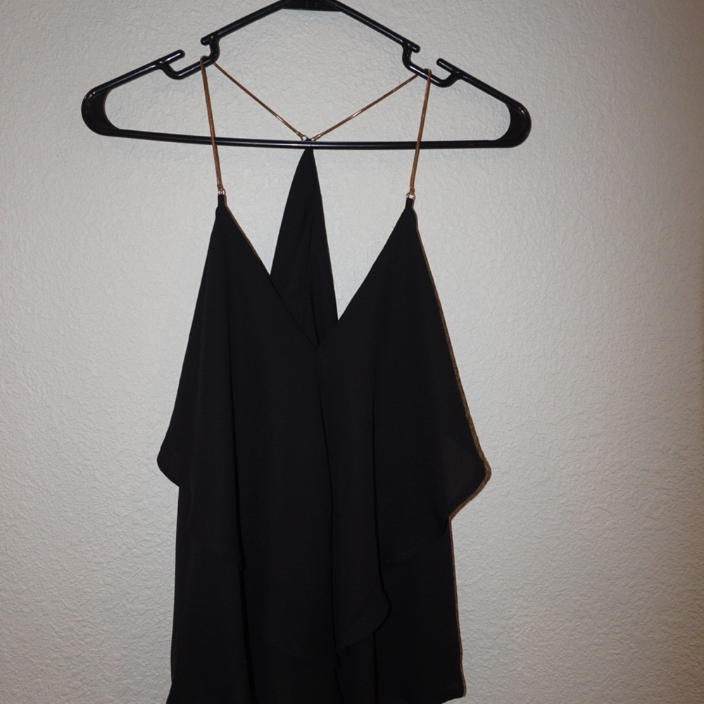 Cute black top with metal strap